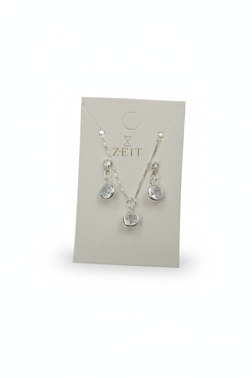 Conjunto Redondo Pendente — Brinco + Pingente + Corrente 45cm | 40% OFF